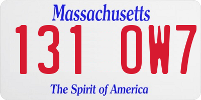 MA license plate 131OW7