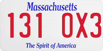 MA license plate 131OX3