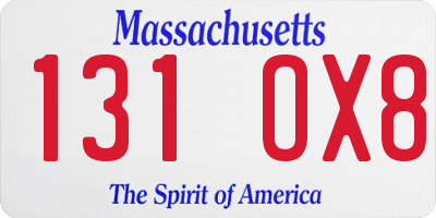 MA license plate 131OX8