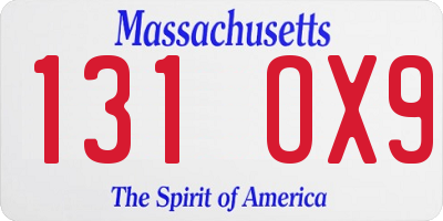 MA license plate 131OX9