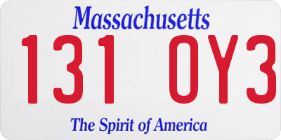 MA license plate 131OY3