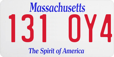 MA license plate 131OY4