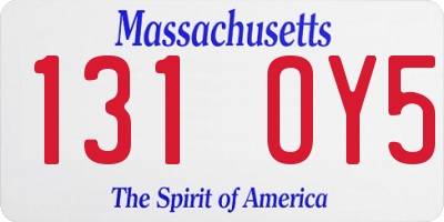 MA license plate 131OY5
