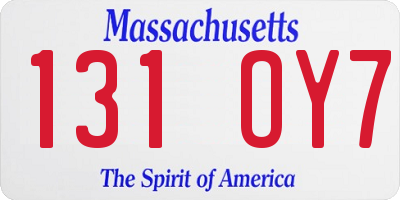 MA license plate 131OY7