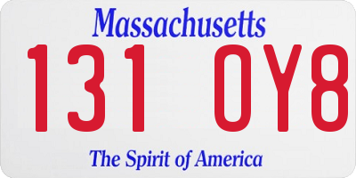 MA license plate 131OY8