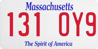 MA license plate 131OY9