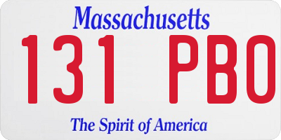 MA license plate 131PB0