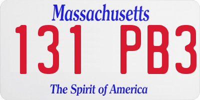 MA license plate 131PB3