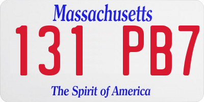 MA license plate 131PB7