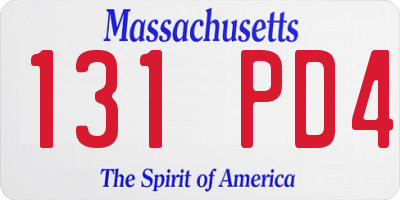 MA license plate 131PD4
