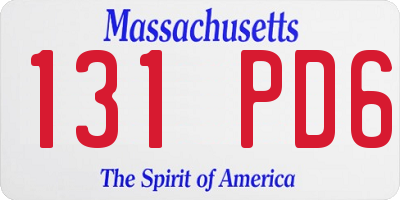 MA license plate 131PD6