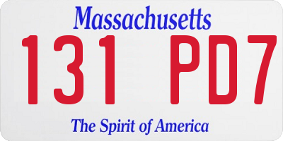 MA license plate 131PD7