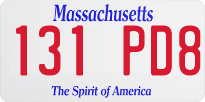 MA license plate 131PD8