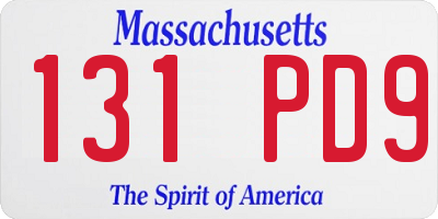 MA license plate 131PD9