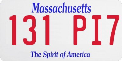 MA license plate 131PI7