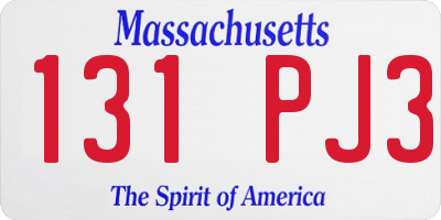 MA license plate 131PJ3