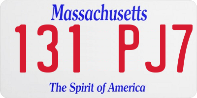 MA license plate 131PJ7