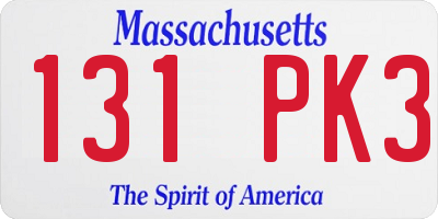 MA license plate 131PK3