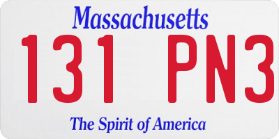 MA license plate 131PN3