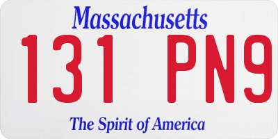 MA license plate 131PN9