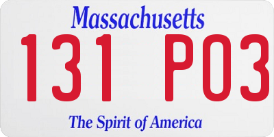 MA license plate 131PO3