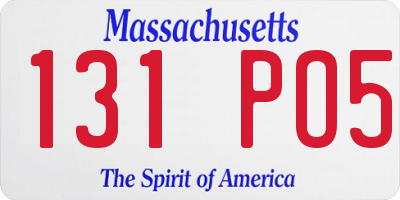MA license plate 131PO5