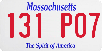 MA license plate 131PO7