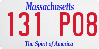 MA license plate 131PO8