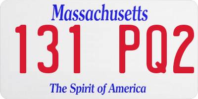 MA license plate 131PQ2