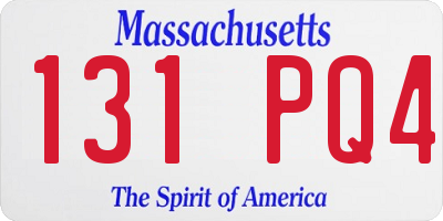 MA license plate 131PQ4