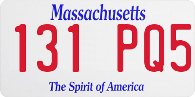 MA license plate 131PQ5