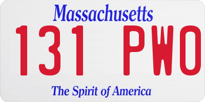 MA license plate 131PW0