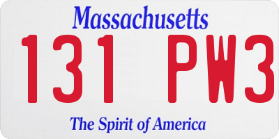 MA license plate 131PW3