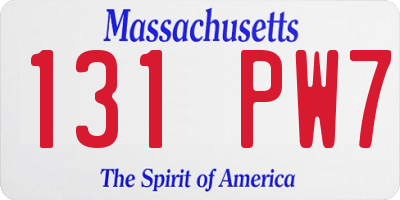 MA license plate 131PW7