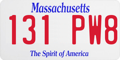 MA license plate 131PW8
