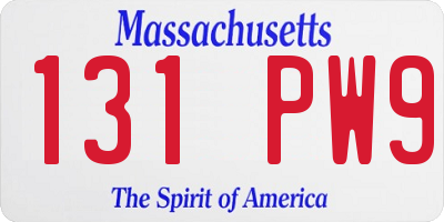 MA license plate 131PW9