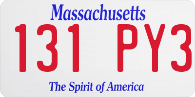 MA license plate 131PY3