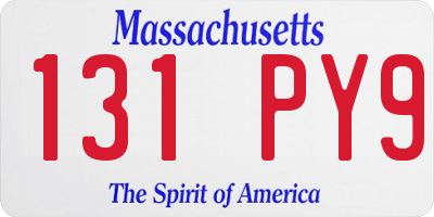 MA license plate 131PY9
