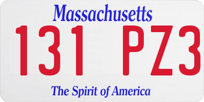 MA license plate 131PZ3