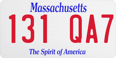 MA license plate 131QA7