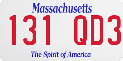 MA license plate 131QD3