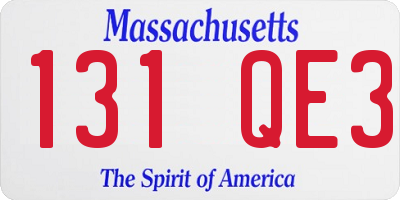 MA license plate 131QE3