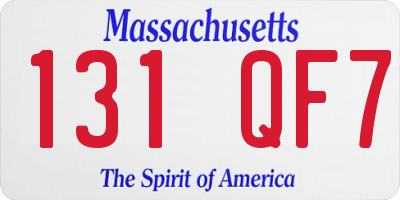 MA license plate 131QF7