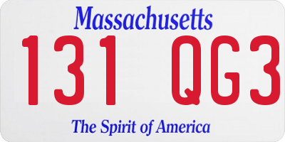 MA license plate 131QG3