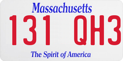 MA license plate 131QH3