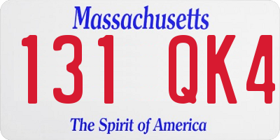 MA license plate 131QK4