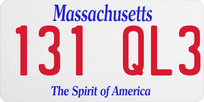 MA license plate 131QL3