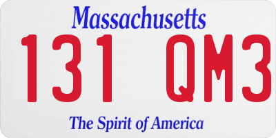 MA license plate 131QM3