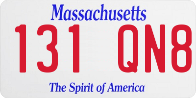 MA license plate 131QN8