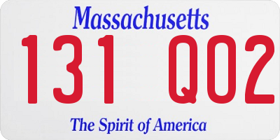 MA license plate 131QO2
